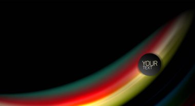 Dalga satırları sıvı gökkuşağı tarzı renk çizgili siyah arka plan üzerine soyut. Sunum, app duvar kağıdı, başlık sayfası veya poster için sanatsal illüstrasyon