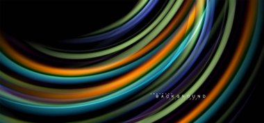 Siyah arka plan üzerinde renkli dalga satırları