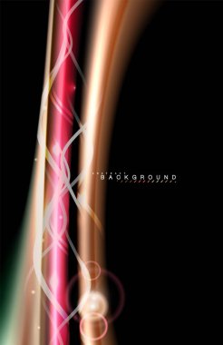 Siyah, sıvı üzerinde renk parlak ışık efektleri çok renkli dalgalı şekil stil