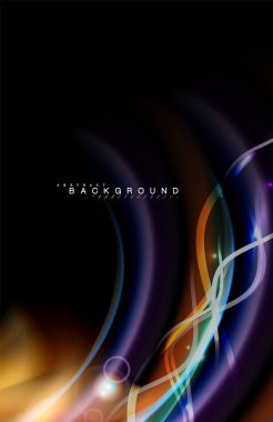 Siyah, sıvı üzerinde renk parlak ışık efektleri çok renkli dalgalı şekil stil