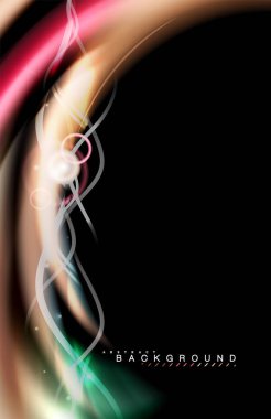 Siyah, sıvı üzerinde renk parlak ışık efektleri çok renkli dalgalı şekil stil