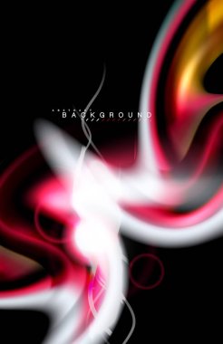 Siyah, sıvı üzerinde renk parlak ışık efektleri çok renkli dalgalı şekil stil