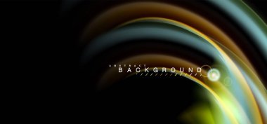 Siyah, sıvı üzerinde renk parlak ışık efektleri çok renkli dalgalı şekil stil