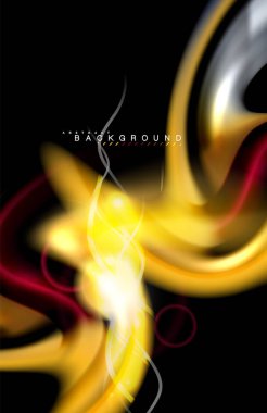 Siyah, sıvı üzerinde renk parlak ışık efektleri çok renkli dalgalı şekil stil