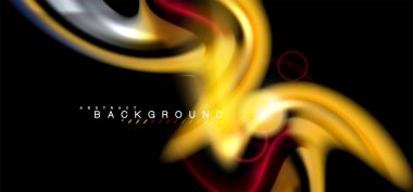 Siyah, sıvı üzerinde renk parlak ışık efektleri çok renkli dalgalı şekil stil