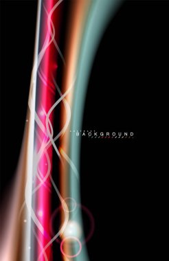 Siyah, sıvı üzerinde renk parlak ışık efektleri çok renkli dalgalı şekil stil