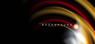 Siyah, sıvı üzerinde renk parlak ışık efektleri çok renkli dalgalı şekil stil