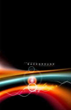 Siyah, sıvı üzerinde renk parlak ışık efektleri çok renkli dalgalı şekil stil