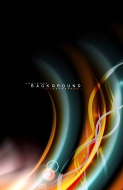 Siyah, sıvı üzerinde renk parlak ışık efektleri çok renkli dalgalı şekil stil