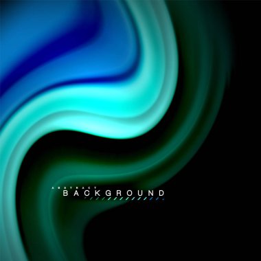 Sıvı karıştırma renkler dalga arka plan tasarlamak vektör. Renkli örgü dalgalar