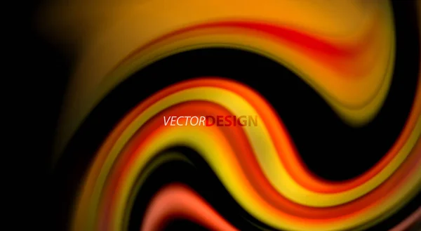 Цвета жидкой радуги на черном фоне, векторные волны и вихри — стоковый вектор