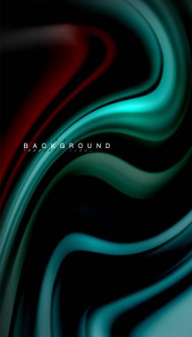 Siyah arkaplanda soyut dalga çizgileri sıvı gökkuşağı stili renk çizgileri