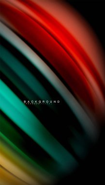 Siyah arkaplanda soyut dalga çizgileri sıvı gökkuşağı stili renk çizgileri