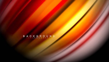 Siyah arkaplanda soyut dalga çizgileri sıvı gökkuşağı stili renk çizgileri