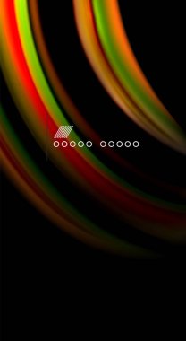 Dalga satırları sıvı gökkuşağı tarzı renk çizgili siyah arka plan üzerine soyut. Sunum, app duvar kağıdı, başlık sayfası veya poster için sanatsal illüstrasyon