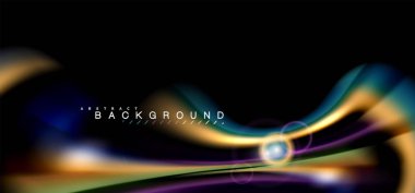 Siyah, sıvı üzerinde renk parlak ışık efektleri çok renkli dalgalı şekil stil