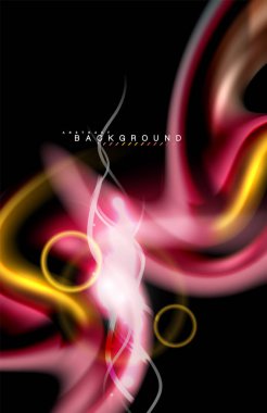 Siyah, sıvı üzerinde renk parlak ışık efektleri çok renkli dalgalı şekil stil