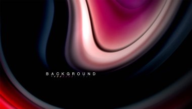 Siyah arkaplanda soyut dalga çizgileri sıvı gökkuşağı stili renk çizgileri