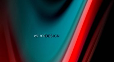 Sıvı gökkuşağı renkleri siyah arka plan üzerinde vektör dalga çizgiler ve kıvrımlar