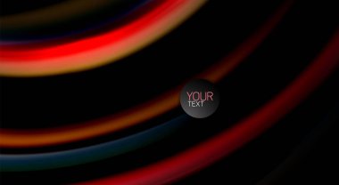 Dalga satırları sıvı gökkuşağı tarzı renk çizgili siyah arka plan üzerine soyut. Sunum, app duvar kağıdı, başlık sayfası veya poster için sanatsal illüstrasyon