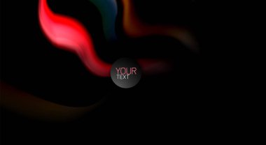 Dalga satırları sıvı gökkuşağı tarzı renk çizgili siyah arka plan üzerine soyut. Sunum, app duvar kağıdı, başlık sayfası veya poster için sanatsal illüstrasyon