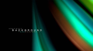 Dalga satırları sıvı gökkuşağı tarzı renk çizgili siyah arka plan üzerine soyut. Sunum, app duvar kağıdı, başlık sayfası veya poster için sanatsal illüstrasyon