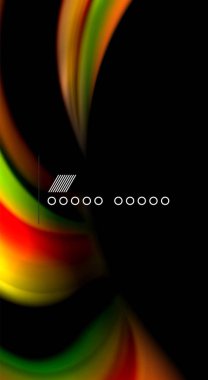 Dalga satırları sıvı gökkuşağı tarzı renk çizgili siyah arka plan üzerine soyut. Sunum, app duvar kağıdı, başlık sayfası veya poster için sanatsal illüstrasyon