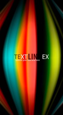 Dalga satırları sıvı gökkuşağı tarzı renk çizgili siyah arka plan üzerine soyut. Sunum, app duvar kağıdı, başlık sayfası veya poster için sanatsal illüstrasyon