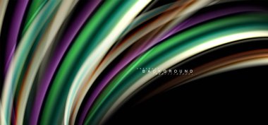 Siyah arka plan üzerinde renkli dalga satırları