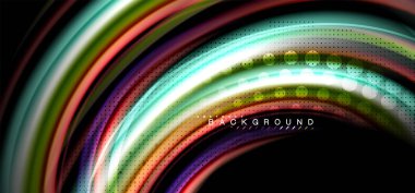 Siyah arka plan üzerinde renkli dalga satırları