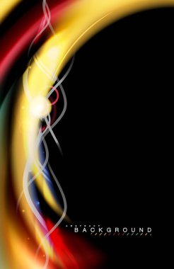 Siyah, sıvı üzerinde renk parlak ışık efektleri çok renkli dalgalı şekil stil