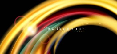 Siyah, sıvı üzerinde renk parlak ışık efektleri çok renkli dalgalı şekil stil