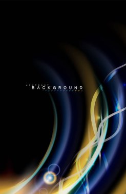 Siyah, sıvı üzerinde renk parlak ışık efektleri çok renkli dalgalı şekil stil