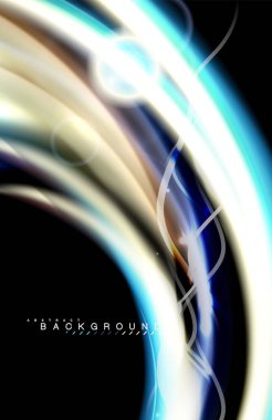 Siyah, sıvı üzerinde renk parlak ışık efektleri çok renkli dalgalı şekil stil