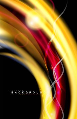 Siyah, sıvı üzerinde renk parlak ışık efektleri çok renkli dalgalı şekil stil