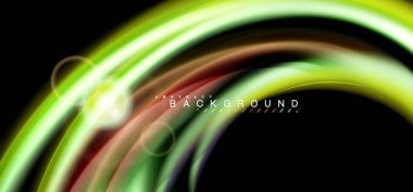 Siyah, sıvı üzerinde renk parlak ışık efektleri çok renkli dalgalı şekil stil