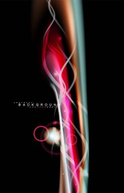 Siyah, sıvı üzerinde renk parlak ışık efektleri çok renkli dalgalı şekil stil