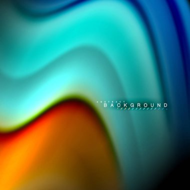 Sıvı karıştırma renkler dalga arka plan tasarlamak vektör. Renkli örgü dalgalar