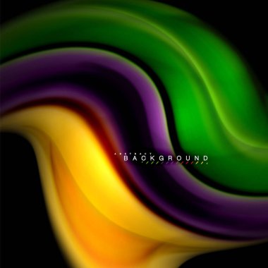 Sıvı karıştırma renkler dalga arka plan tasarlamak vektör. Renkli örgü dalgalar. Vektör çizim