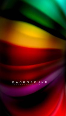 Siyah arkaplanda soyut dalga çizgileri sıvı gökkuşağı stili renk çizgileri