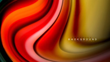 Siyah arkaplanda soyut dalga çizgileri sıvı gökkuşağı stili renk çizgileri