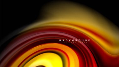 Siyah arkaplanda soyut dalga çizgileri sıvı gökkuşağı stili renk çizgileri