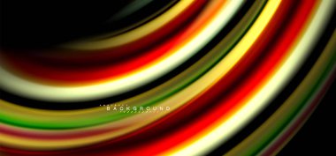 Siyah arka plan üzerinde renkli dalga satırları