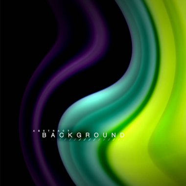 Sıvı karıştırma renkler dalga arka plan tasarlamak vektör. Renkli örgü dalgalar