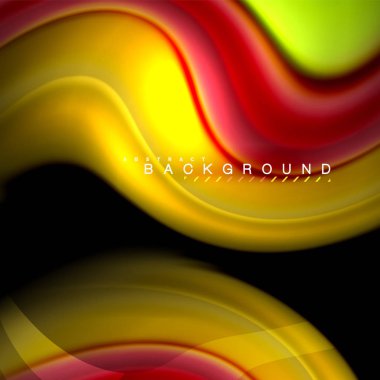 Sıvı karıştırma renkler dalga arka plan tasarlamak vektör. Renkli örgü dalgalar