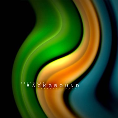 Sıvı karıştırma renkler dalga arka plan tasarlamak vektör. Renkli örgü dalgalar