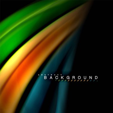 Sıvı karıştırma renkler dalga arka plan tasarlamak vektör. Renkli örgü dalgalar