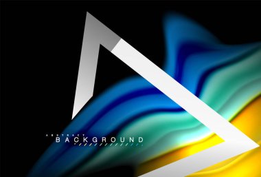 Gökkuşağı sıvı geometrik şekil dalga ve metalik renkler