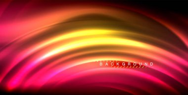 Neon parlayan dalga, sihirli enerji ve ışık arka plan. Vektör çizim