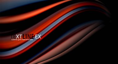 Sıvı gökkuşağı renkleri siyah arka plan üzerinde vektör dalga çizgiler ve kıvrımlar